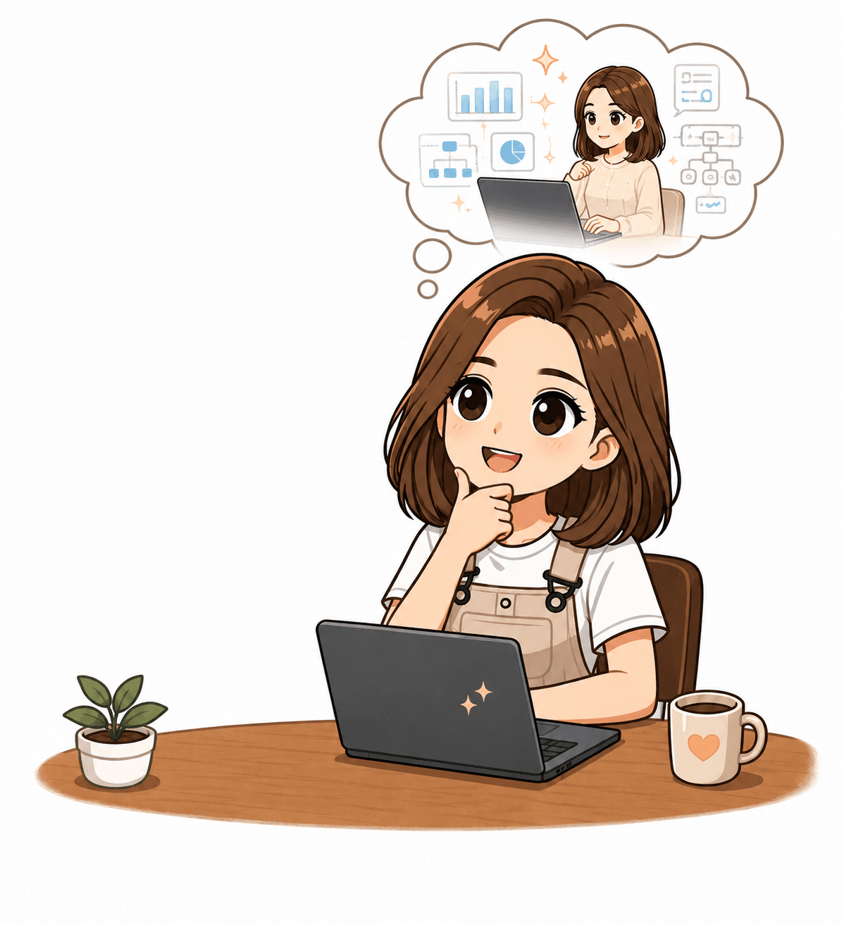 Winky 思考如何運用 AI 建立一人公司的插畫